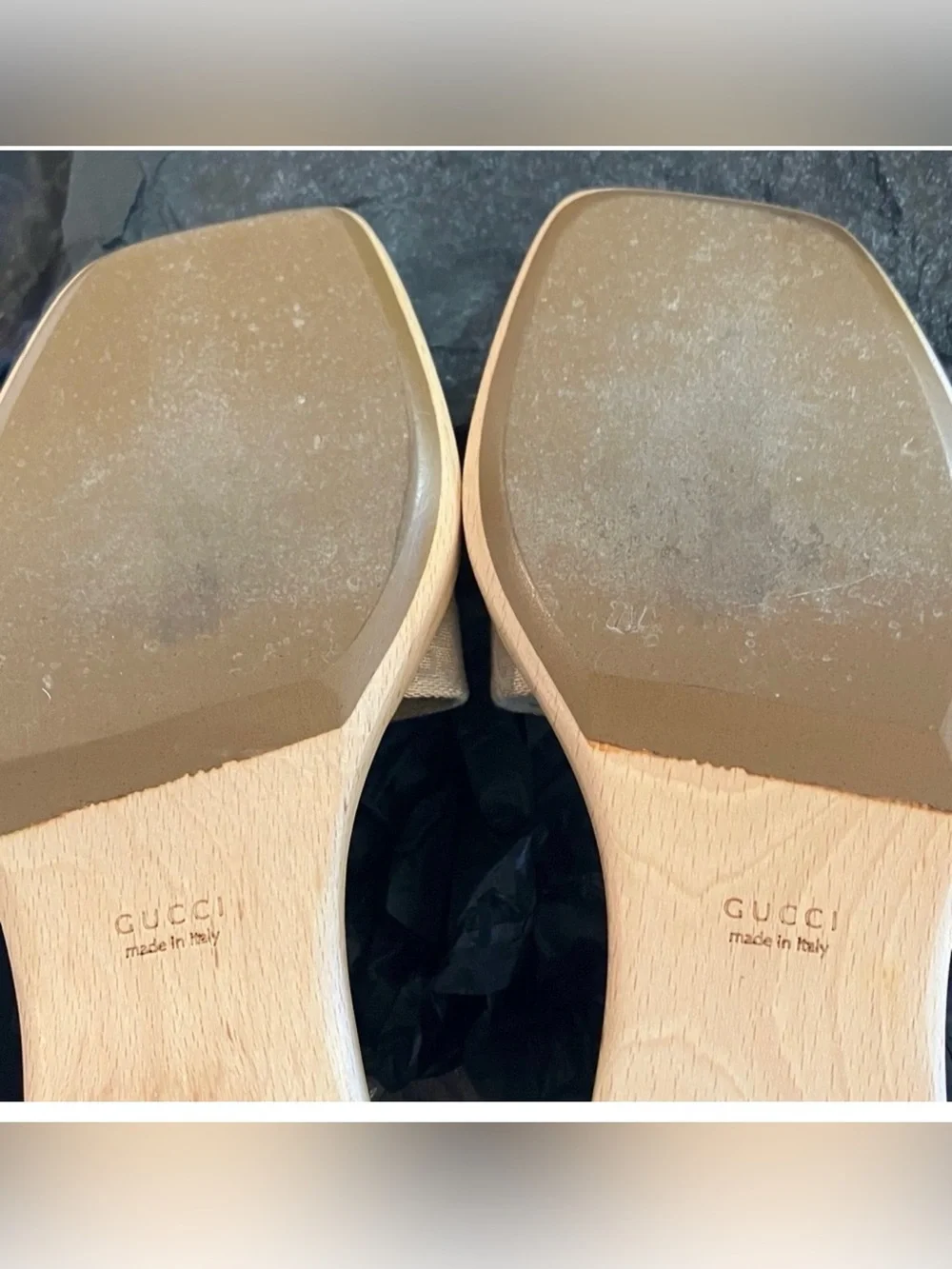 Gucci Beige Monogram Slide Sandals 9.5 - Picture 10 of 16
